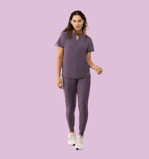 Women's High Waist Joggers Dewberry - Vaayu Scrubs
