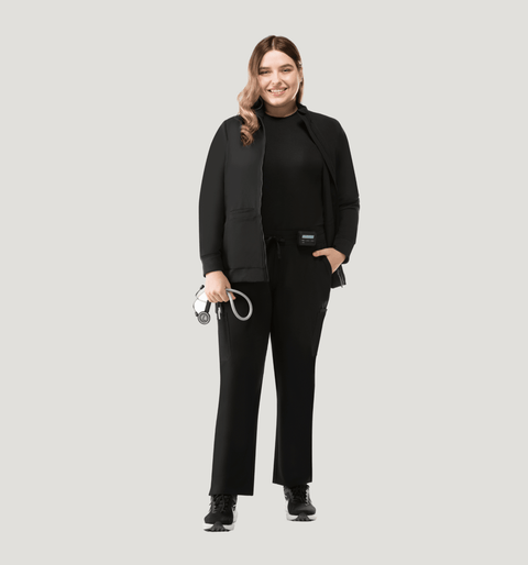 Women's Scrub Jacket Black - Vaayu Scrubs
