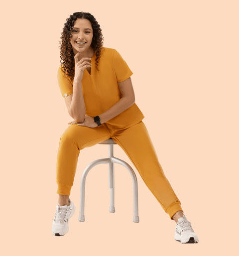 Women's High Waist Joggers Honey - Vaayu Scrubs