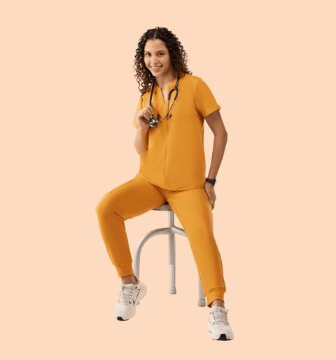 Women's High Waist Joggers Honey - Vaayu Scrubs