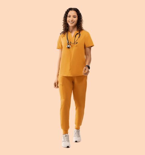 Women's High Waist Joggers Honey - Vaayu Scrubs