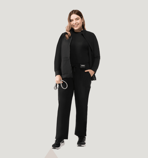Women's Scrub Jacket Black - Vaayu Scrubs