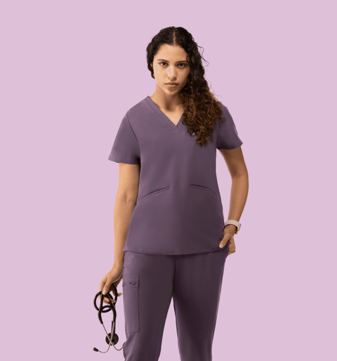 Prana Three Pocket Top Dewberry - Vaayu Scrubs