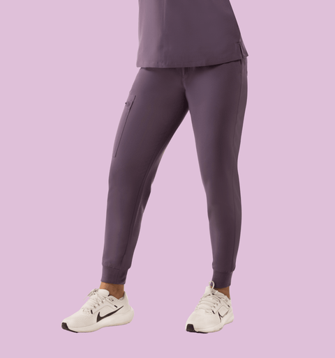Women's High Waist Joggers Dewberry - Vaayu Scrubs