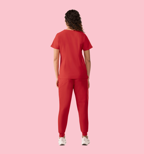 Women's High Waist Joggers Red - Vaayu Scrubs