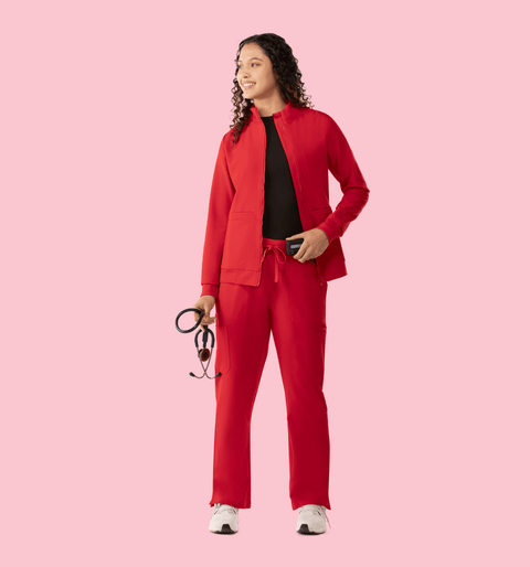 Women's Scrub Jacket Red - Vaayu Scrubs