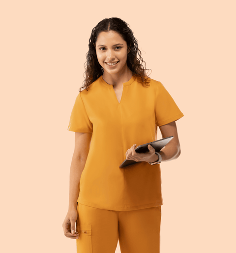 Halo Two Pocket Slim Top Honey - Vaayu Scrubs