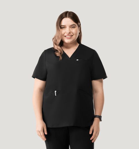 Prana Three Pocket Top Black - Vaayu Scrubs