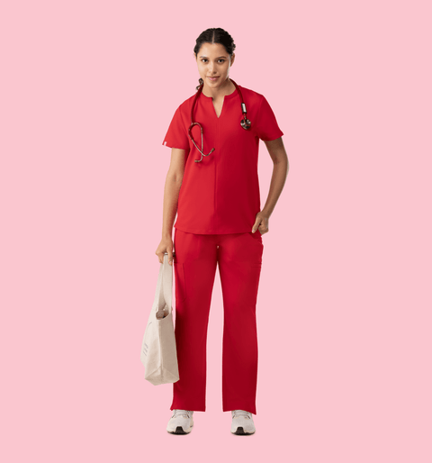 Women's Cargo Pants Red - Vaayu Scrubs