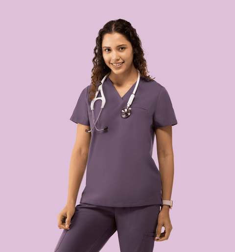 Aura One Pocket Top Dewberry - Vaayu Scrubs