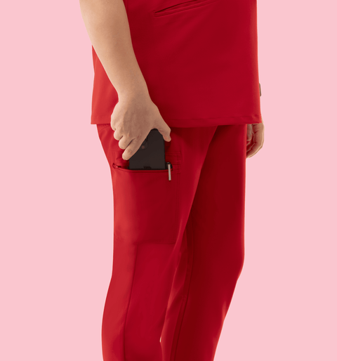 Women's High Waist Joggers Red - Vaayu Scrubs