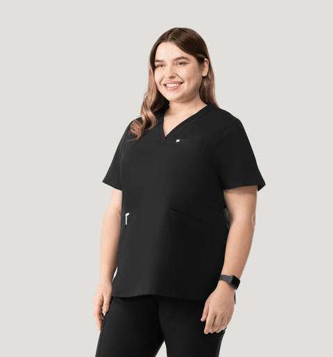 Prana Three Pocket Top Black - Vaayu Scrubs