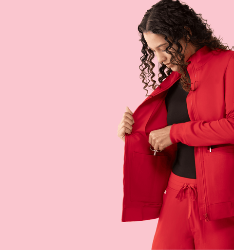 Women's Scrub Jacket Red - Vaayu Scrubs