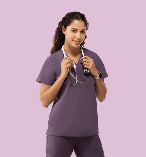 Aura One Pocket Top Dewberry - Vaayu Scrubs
