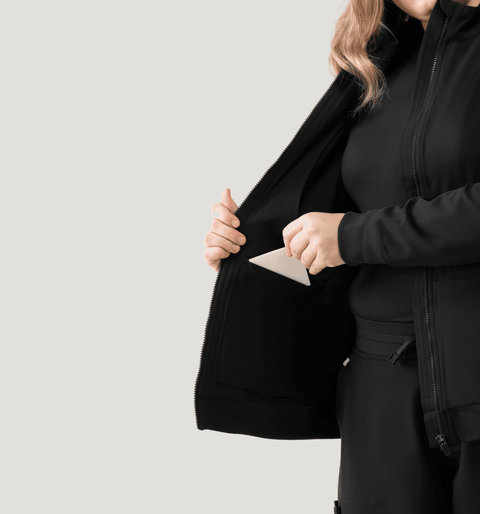 Women's Scrub Jacket Black - Vaayu Scrubs