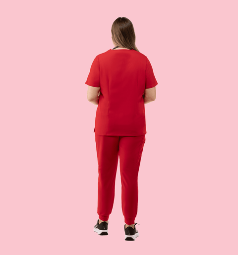 Prana Three Pocket Top Red - Vaayu Scrubs