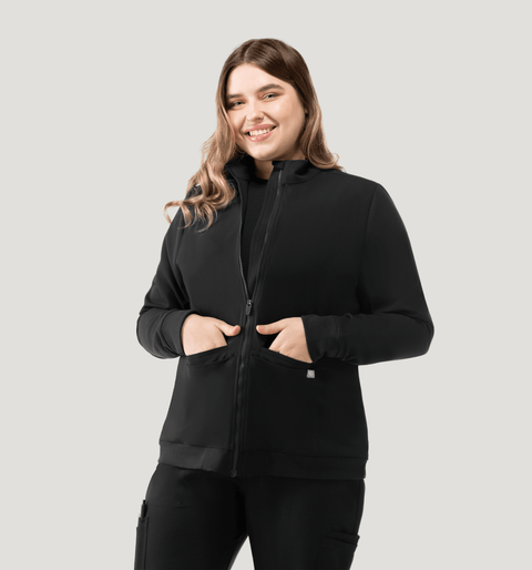 Women's Scrub Jacket Black - Vaayu Scrubs