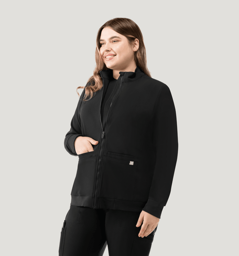 Women's Scrub Jacket Black - Vaayu Scrubs