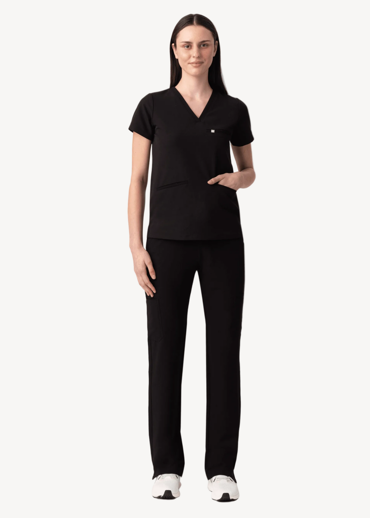 Prana Three Pocket Top Black - Vaayu Scrubs