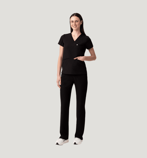 Prana Three Pocket Top Black - Vaayu Scrubs