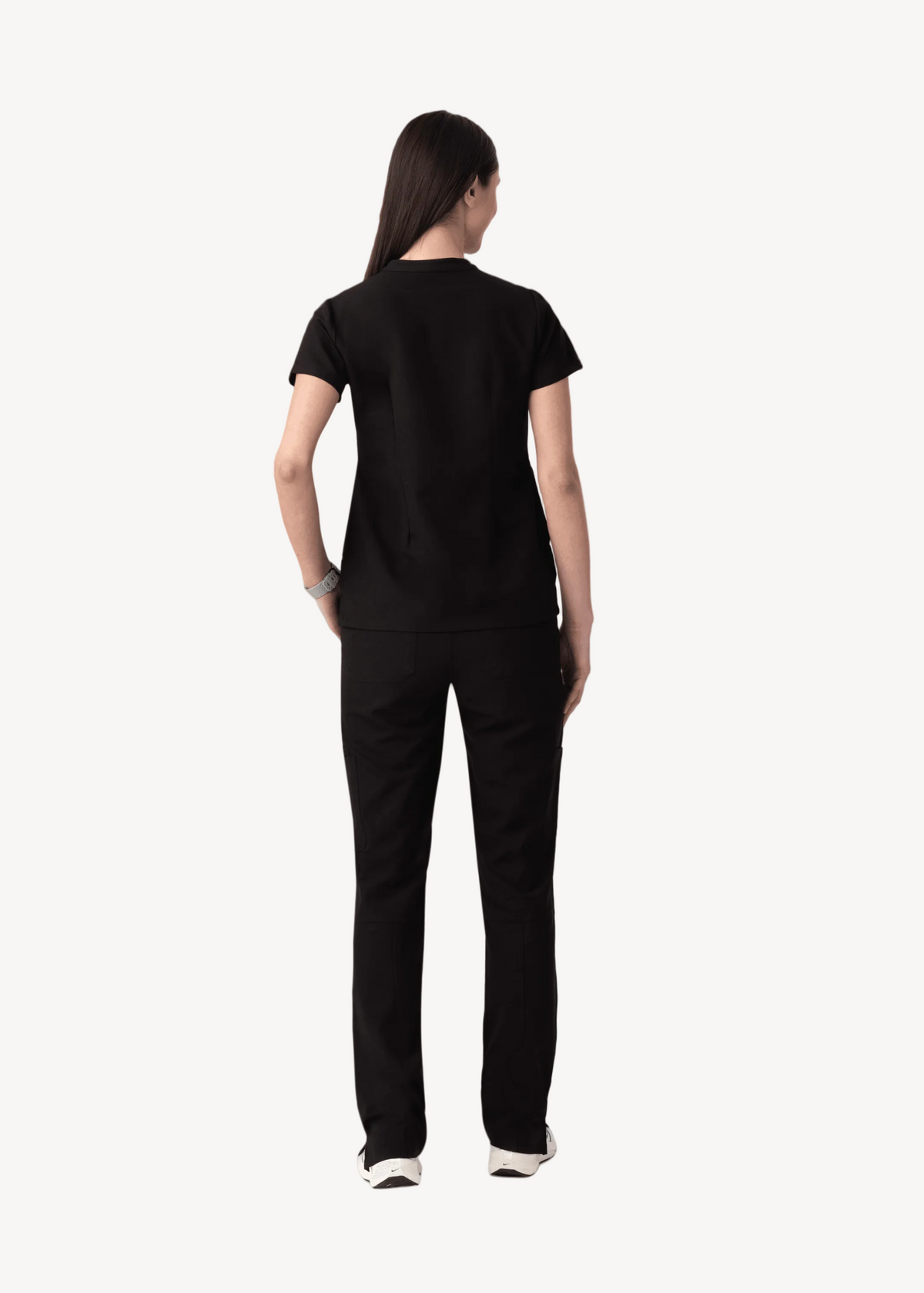 Halo Two Pocket Slim Top Black - Vaayu Scrubs