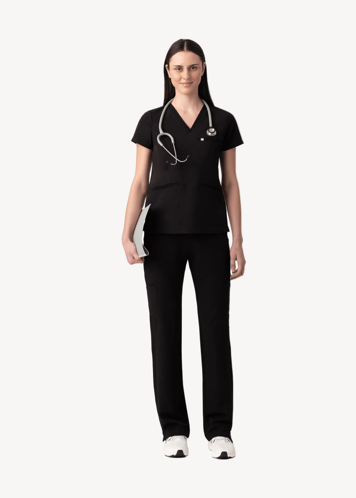 Prana Three Pocket Top Black - Vaayu Scrubs