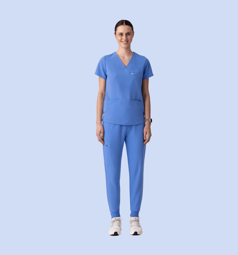Prana Three Pocket Top Ceil Blue - Vaayu Scrubs