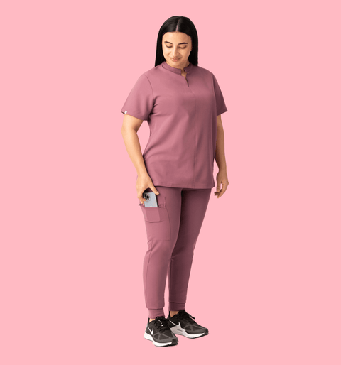 Women's High Waist Joggers Mauve - Vaayu Scrubs