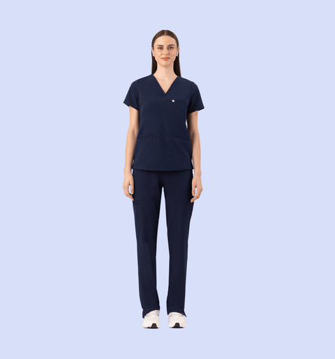 Prana Three Pocket Top Navy - Vaayu Scrubs