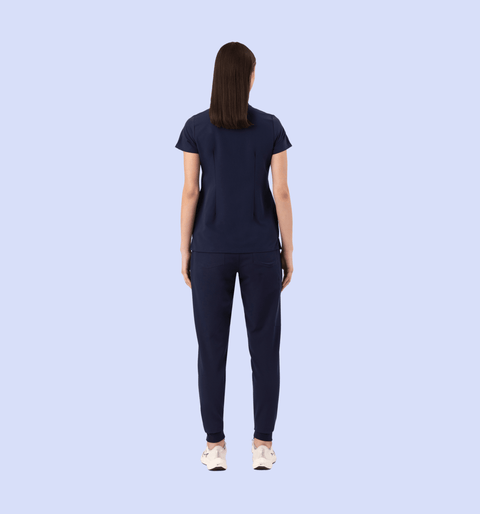 Halo Two Pocket Slim Top Navy - Vaayu Scrubs