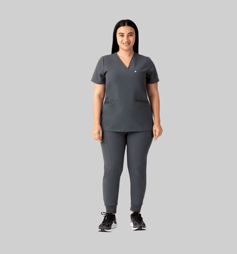 Prana Three Pocket Top Pewter - Vaayu Scrubs