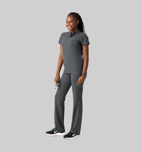 Halo Two Pocket Slim Top Pewter - Vaayu Scrubs