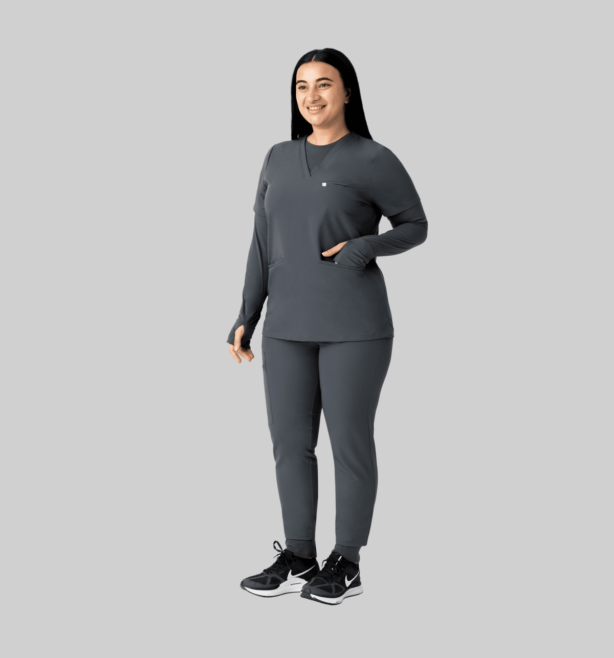 Prana Three Pocket Top Pewter - Vaayu Scrubs