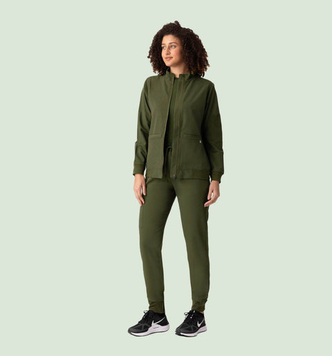 Women's Scrub Jacket Olive - Vaayu Scrubs