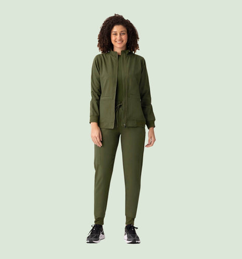Women's Scrub Jacket Olive - Vaayu Scrubs