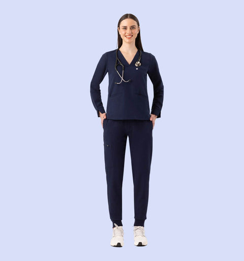 Women's High Waist Joggers Navy - Vaayu Scrubs