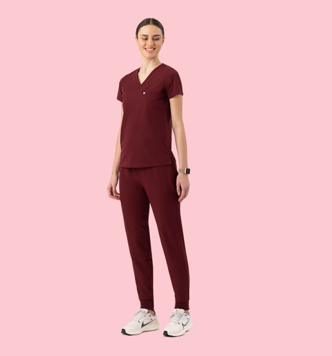Women's High Waist Joggers Burgundy