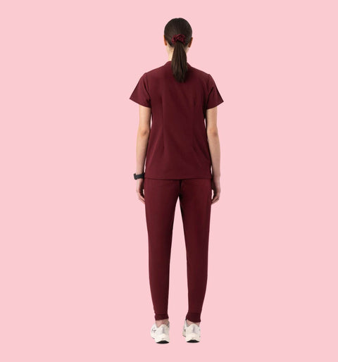 Aura One Pocket Top Burgundy - Vaayu Scrubs