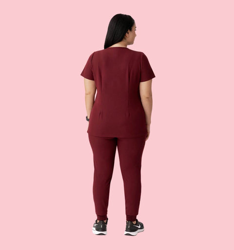 Aura One Pocket Top Burgundy - Vaayu Scrubs