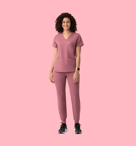 Prana Three Pocket Top Mauve - Vaayu Scrubs