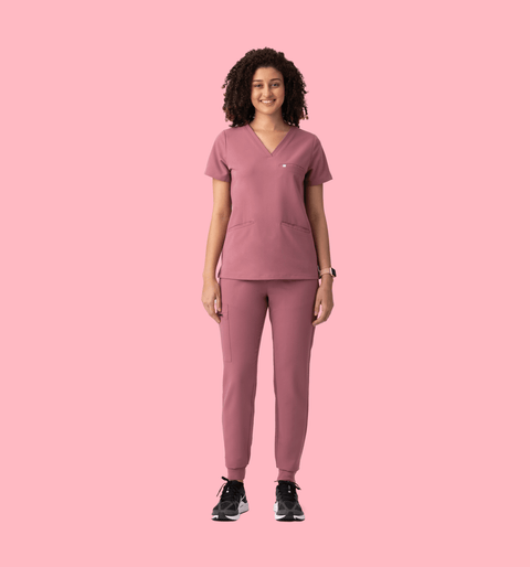 Prana Three Pocket Top Mauve - Vaayu Scrubs