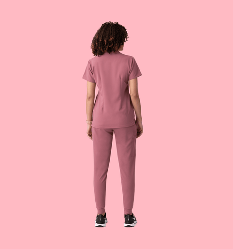 Halo Two Pocket Slim Top Mauve - Vaayu Scrubs