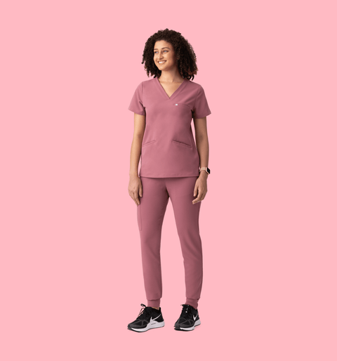 Prana Three Pocket Top Mauve - Vaayu Scrubs