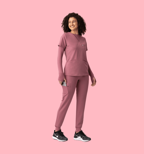Prana Three Pocket Top Mauve - Vaayu Scrubs