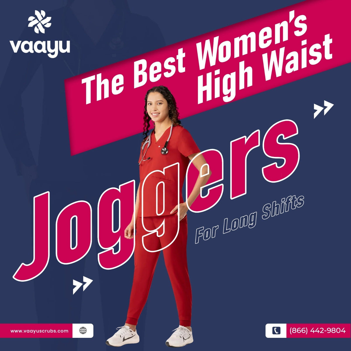 Designed for Long Hours: Women High Waist Joggers with Functional Pockets - Vaayu Scrubs 