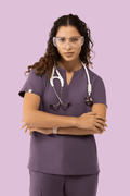 Halo Two Pocket Slim Top Dewberry - Vaayu Scrubs 