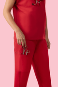 Women's High Waist Joggers Red - Vaayu Scrubs 