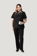 Halo Two Pocket Slim Top Black - Vaayu Scrubs 