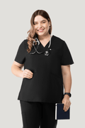 Prana Three Pocket Top Black - Vaayu Scrubs 