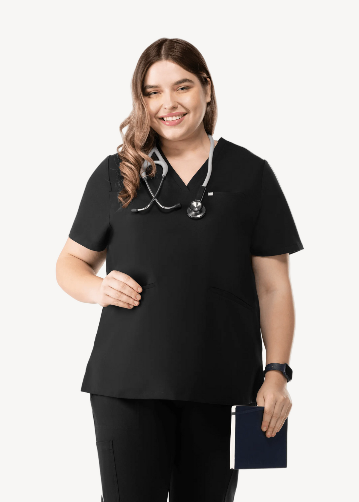 Prana Three Pocket Top Black - Vaayu Scrubs 